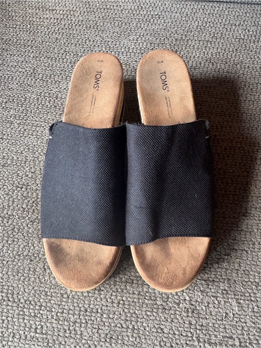 TOMS Men’s Black Canvas Slide Sandals